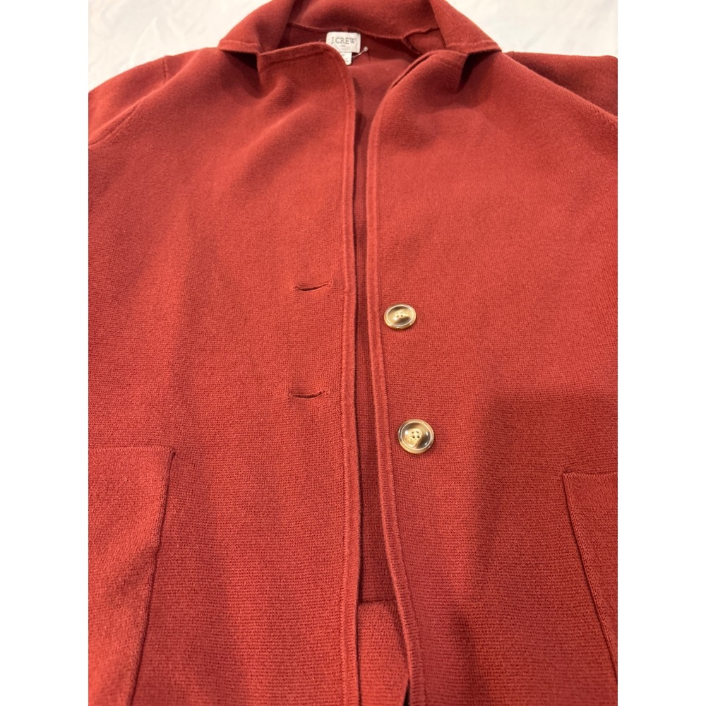 J.Crew Womens Sweater Blazer Rust Orange Red 100% Cotton Knit Cardigan Small - Picture 2 of 5